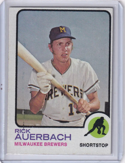 Rick Auerbach Topps Baseball card featuring Milwaukee Brewers player from 1973 Topps
