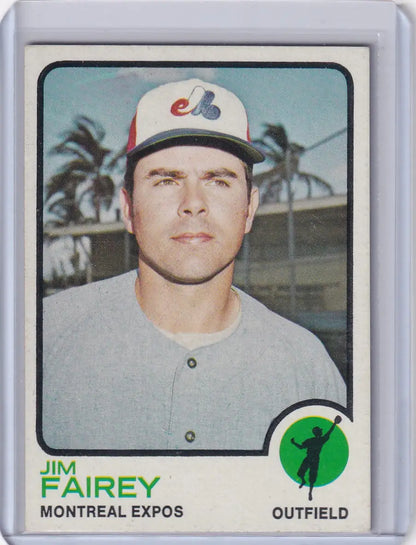 1973 Topps Baseball Jim Fairey Montreal Expos card, collectible baseball card featuring Jim Fairey