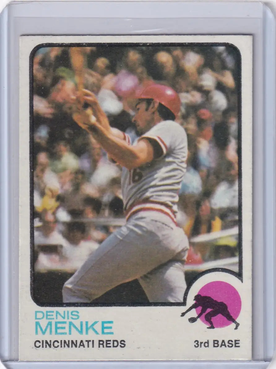 1973 Topps Baseball #52 Denis Menke card featuring Cincinnati Reds player