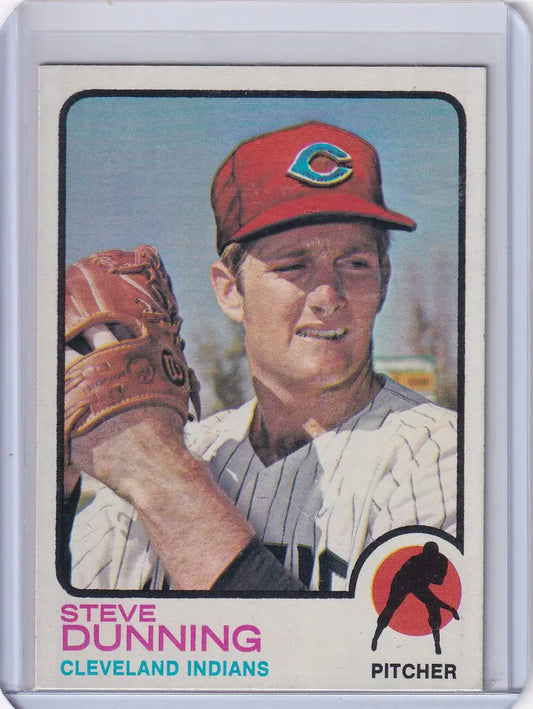 Vintage Steve Dunning Topps Baseball card featuring the Cleveland Indians from 1973