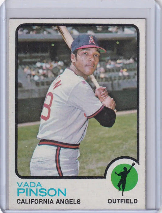 1973 Topps Baseball #75 Vada Pinson card featuring the California Angels team design