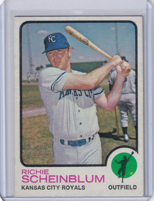 1973 Topps Baseball #78 Richie Scheinblum Kansas City Royals trading card close-up