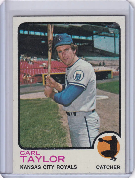 Vintage 1973 Topps Baseball card of Carl Taylor from the Kansas City Royals