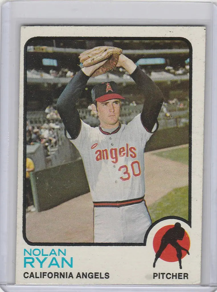 Vintage 1973 Topps Baseball card of California Angels pitcher #30 in pitching stance