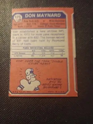 1973 Topps - Don Maynard #175. NY Jets. VG+ - EX - Football Card Single
