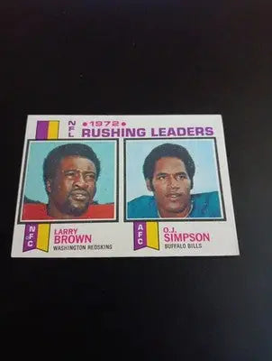 1973 Topps - NFL Rushing Leaders O.J. Simpson Larry Brown #1. EX+ - Football Card Single