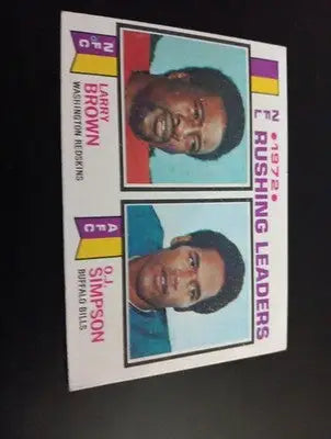 1973 Topps - NFL Rushing Leaders O.J. Simpson Larry Brown #1. EX+ - Football Card Single