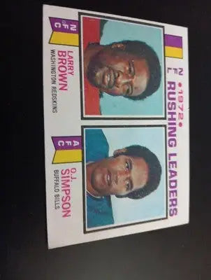 1973 Topps - NFL Rushing Leaders O.J. Simpson Larry Brown #1. EX+ - Football Card Single