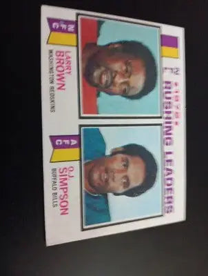 1973 Topps - NFL Rushing Leaders O.J. Simpson Larry Brown #1. EX+ - Football Card Single