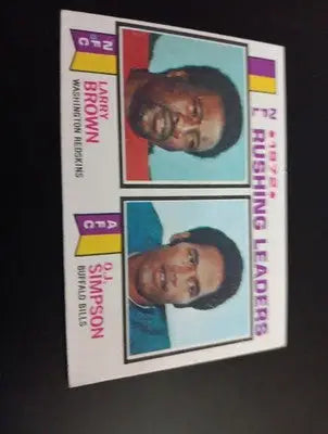 1973 Topps - NFL Rushing Leaders O.J. Simpson Larry Brown #1. EX+ - Football Card Single