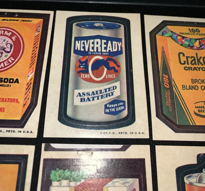 Novelty battery sticker from Wacky Packages Series 3 with tan backs and checklist