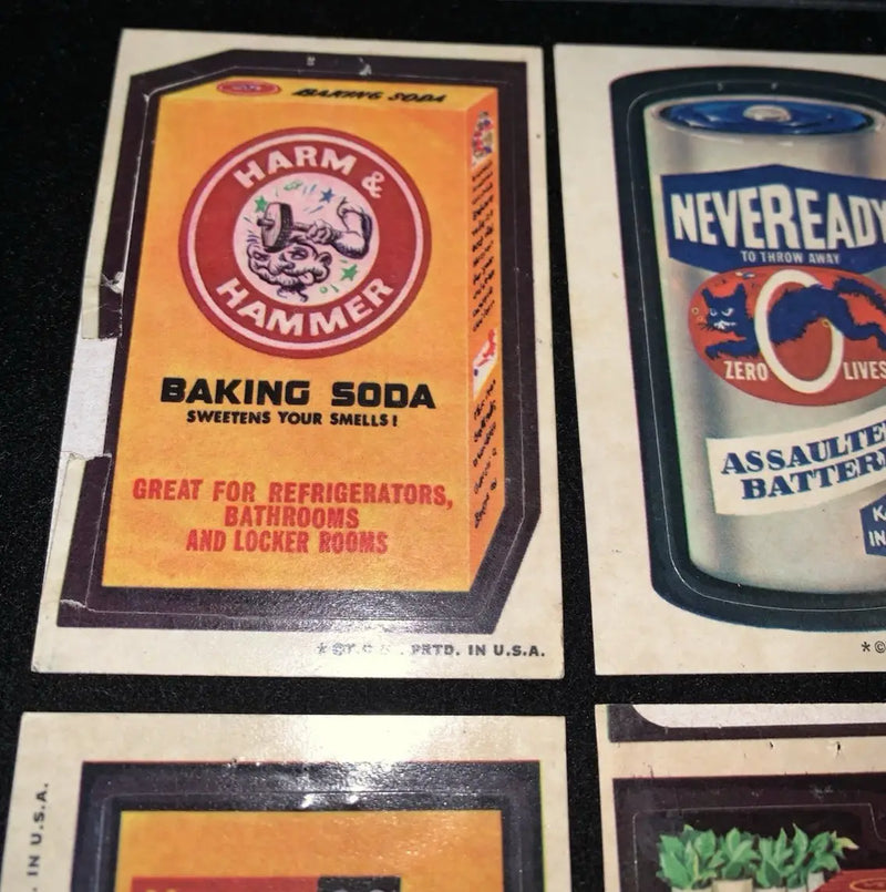 Vintage parody sticker from 1973 Topps Wacky Packages Series 3 with tan backs