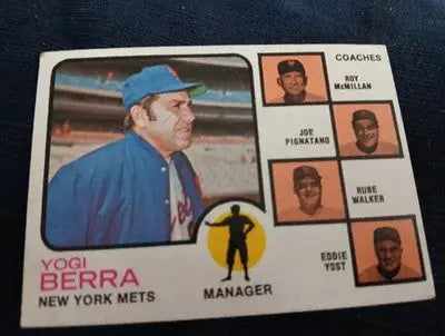 1973 Topps - Yogi Berra R. McMillan E. Yost Al Walker J. Pignatano #257. VG+ - Baseball Card Single