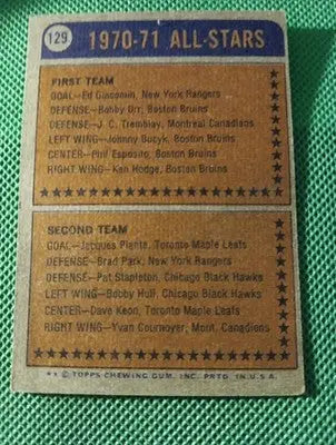 1974-75 Topps - All Star Phil Esposito #129. Boston Bruins. VG+ - EX - Hockey Card Single