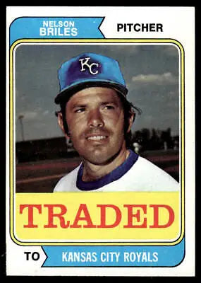 Vintage baseball card of 1974 Topps #123T Nelson Briles traded collectible