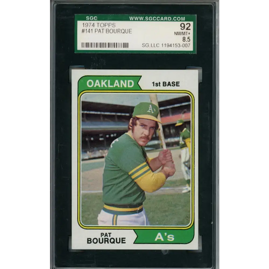 1974 Topps #141 Pat Bourque SGC 8.5 NM/MT+ Oakland Athletics Baseball Card