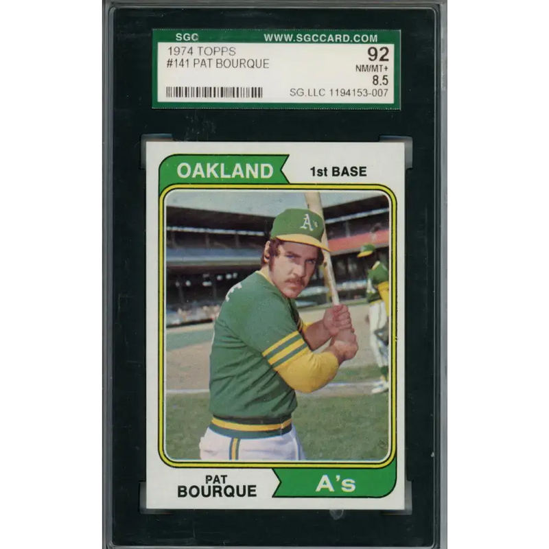 1974 Topps #141 Pat Bourque SGC 8.5 NM/MT+ Oakland Athletics Baseball Card - Baseball Card Single