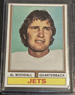 1974 Topps #227 Al Woodall football card featuring New York Jets player