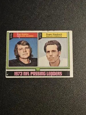 1974 Topps #329 1973 NFL Passing Leaders (Ken Stabler / Roger Staubach) LL - Football Card Single
