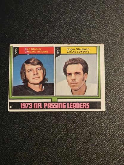 1974 Topps #329 1973 NFL Passing Leaders (Ken Stabler / Roger Staubach) LL - Trading Card