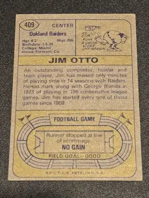 1974 Topps #409 Jim Otto - Football Card Single