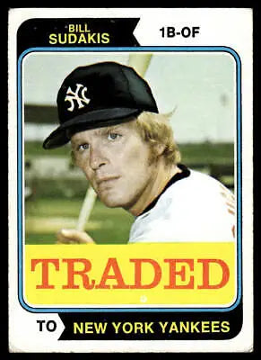 1974 Topps #63T Bill Sudakis Traded baseball card featuring New York Yankees player