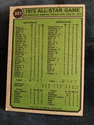 1974 Topps - All Star Catchers Johnny Bench Carlton Fisk #331. VG+ - EX - Baseball Card Single