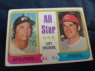1974 Topps - All Star Left Fielders Pete Rose B. Murcer #336. Creased. GD+ - VG - Baseball Card Single