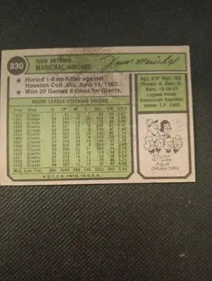 1974 Topps - Juan Marichal #330. Giants. VG+ - EX - Baseball Card Single
