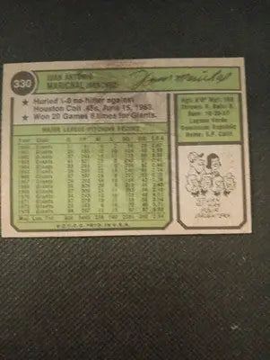 1974 Topps - Juan Marichal #330. Giants. VG+ - EX - Baseball Card Single