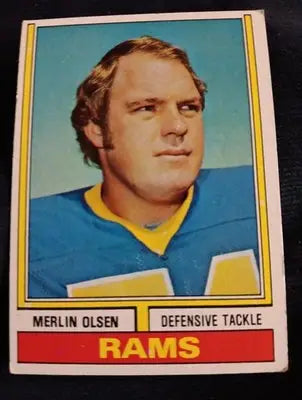 1974 Topps - Merlin Olsen #205. LA Rams. EX+ - Football Card Single