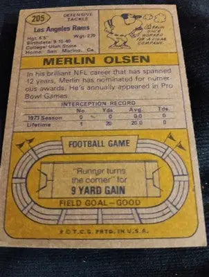 1974 Topps - Merlin Olsen #205. LA Rams. EX+ - Football Card Single