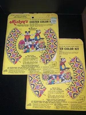 1974 Walt Disney Productions Mickey’s Easter Egg Colors Coloring Kit Lot of 2 - Entertainment Memorabilia