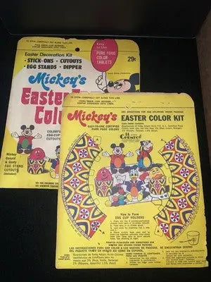 1974 Walt Disney Productions Mickey’s Easter Egg Colors Coloring Kit Lot of 2 - Entertainment Memorabilia