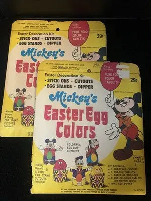 1974 Walt Disney Productions Mickey’s Easter Egg Colors Coloring Kit Lot of 2 - Entertainment Memorabilia
