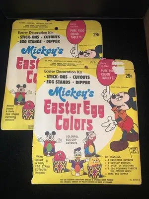 1974 Walt Disney Productions Mickey’s Easter Egg Colors Coloring Kit Lot of 2 - Entertainment Memorabilia