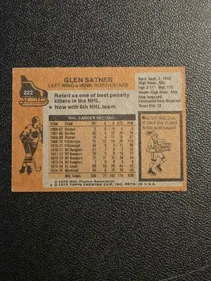 1975-76 Topps #222 Glen Sather - Hockey Card Single