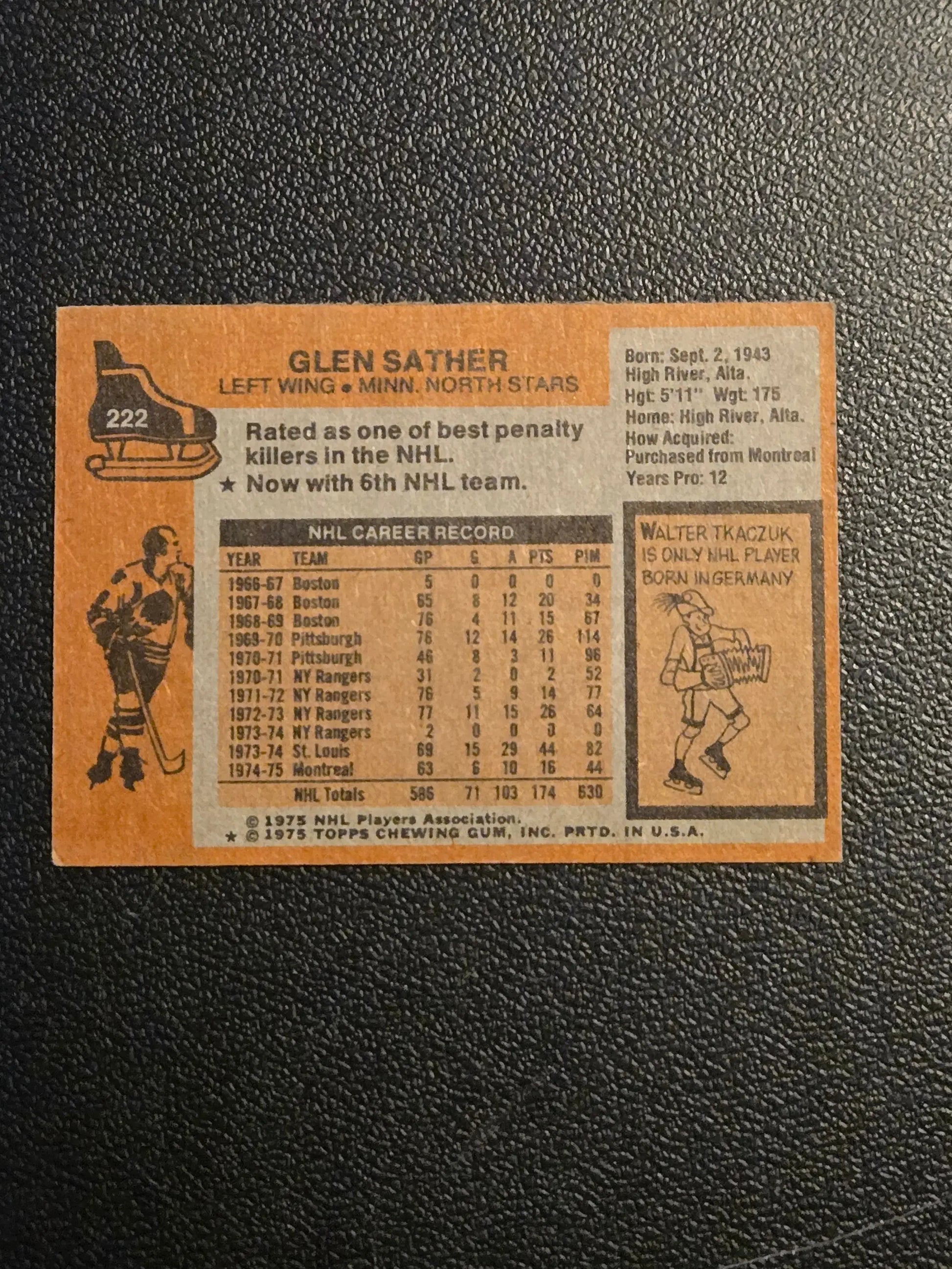 1975-76 Topps #222 Glen Sather - Trading Card