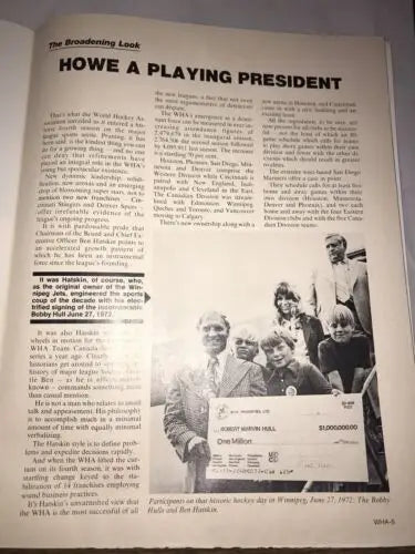 Vintage magazine page from the 1975-76 WHA Houston Aeros San Diego Mariners Playoffs Program