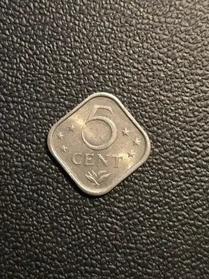 1975 Netherlands Antilles 5 Cent Coin - Nickel-Brass Very Good Condition