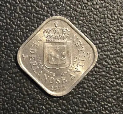1975 Netherlands Antilles 5 Cent Coin - Nickel-Brass Very Good Condition