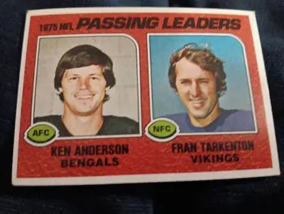 1975 NFL PASSING LEADERS 1976 Topps NFL #291 - Fran Tarkenton Ken Anderson. EX - Football Card Single