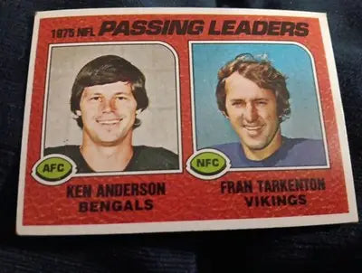 1975 NFL PASSING LEADERS 1976 Topps NFL #291 - Fran Tarkenton Ken Anderson. EX - Football Card Single