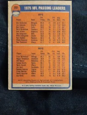 1975 NFL PASSING LEADERS 1976 Topps NFL #291 - Fran Tarkenton Ken Anderson. EX - Football Card Single