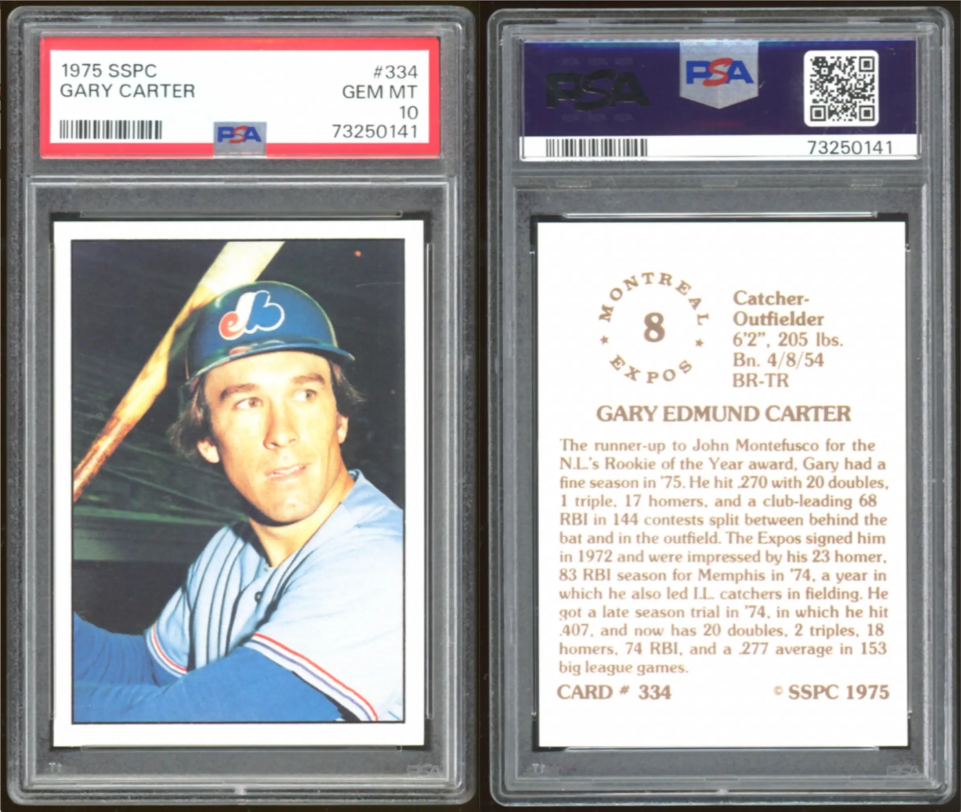 1975 SSPC #334 Gary Carter PSA 10 - Baseball Card Single