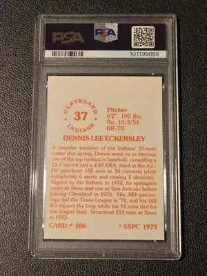 1975 SSPC Dennis Eckersley #506 Baseball Card PSA 6 Graded Cleveland Indians - Baseball Card Single