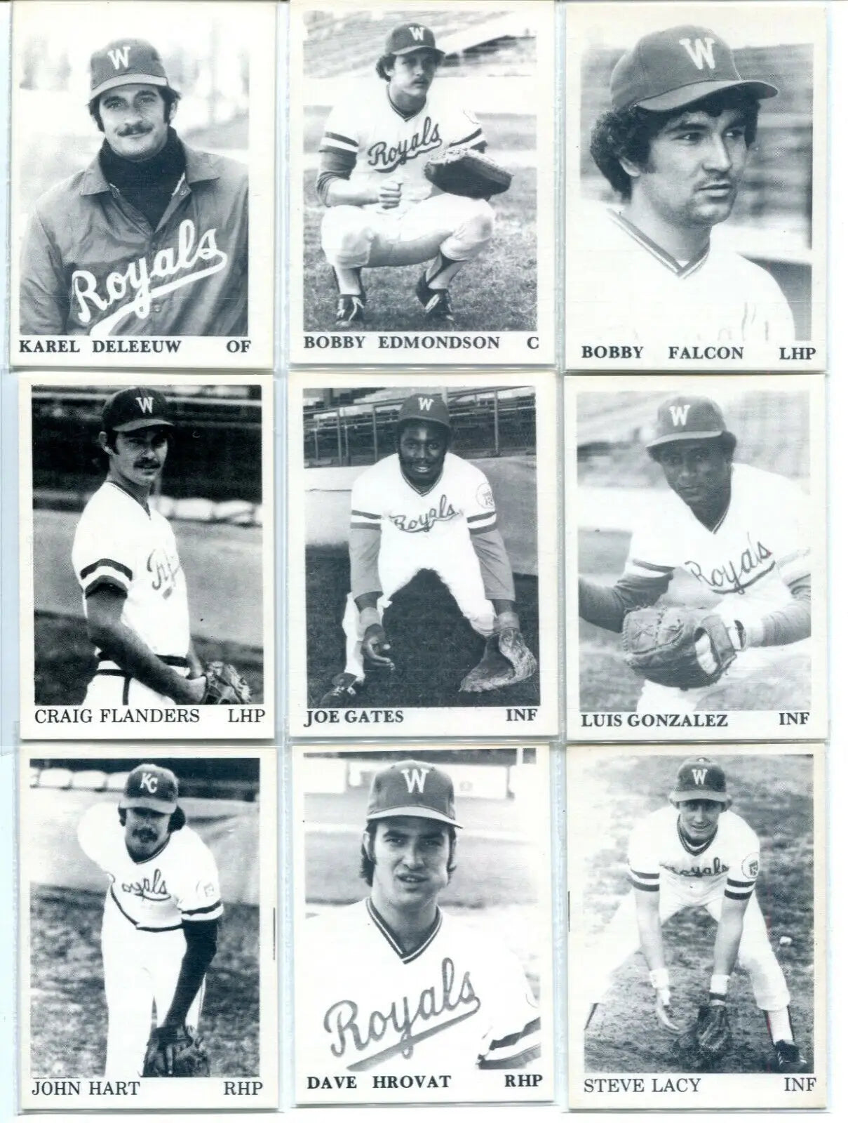 Vintage baseball cards featuring Dan Quisenberry and Willie Wilson from 1975 TCMA set