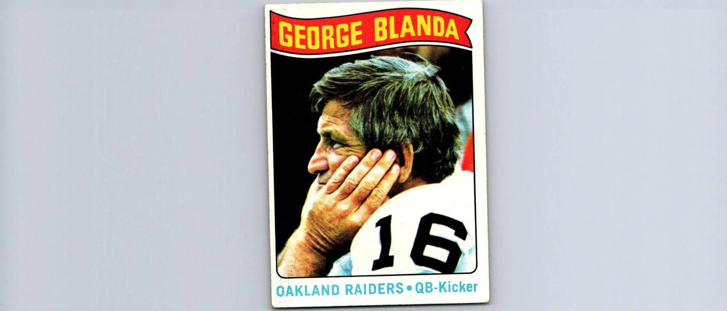 Vintage George Blanda trading card from the 1975 Topps #8 set