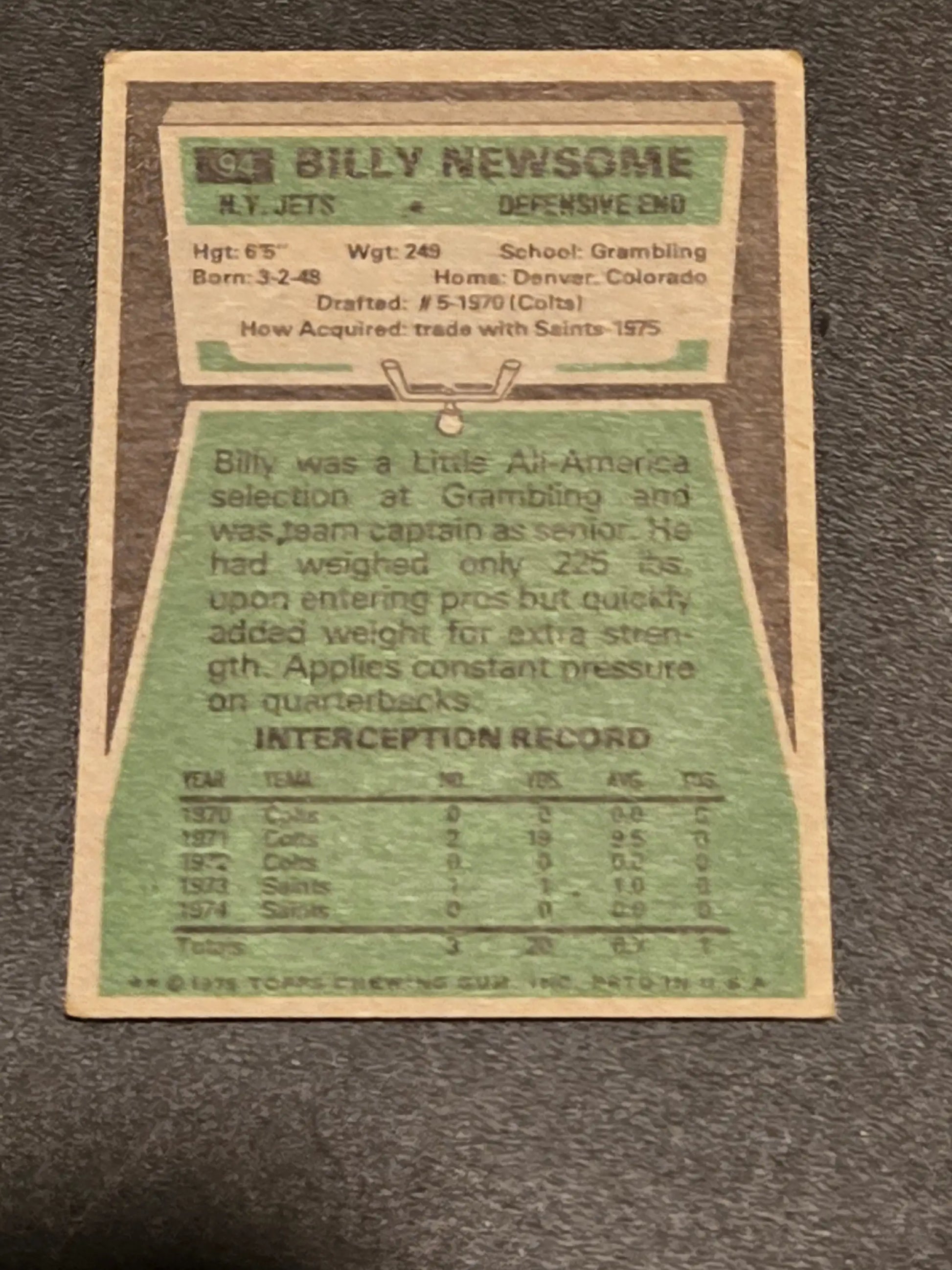 1975 Topps #94 Billy Newsome - Trading Cards