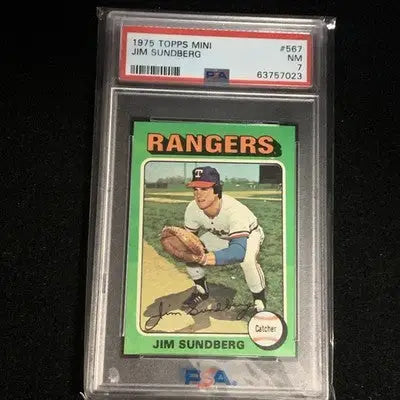 1975 Topps Mini #567 Jim Sundberg PSA 7 Texas Rangers RC Rookie